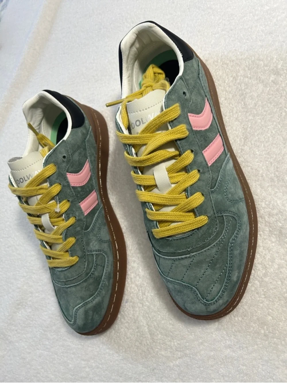 Coolway 10 Sneakers Goal in Green Forest Suede Free People black yellow no box